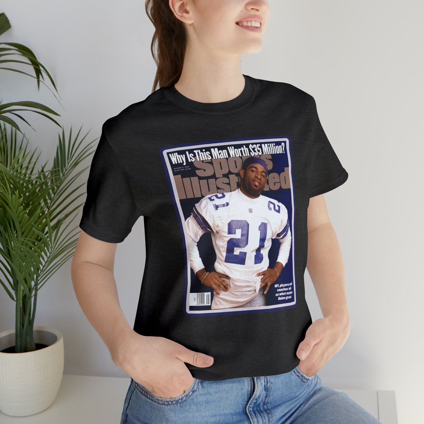 90s Throwback Dallas Cowboys Deion Sanders Sports Illustrated Magazine Unisex Jersey Short Sleeve Tee