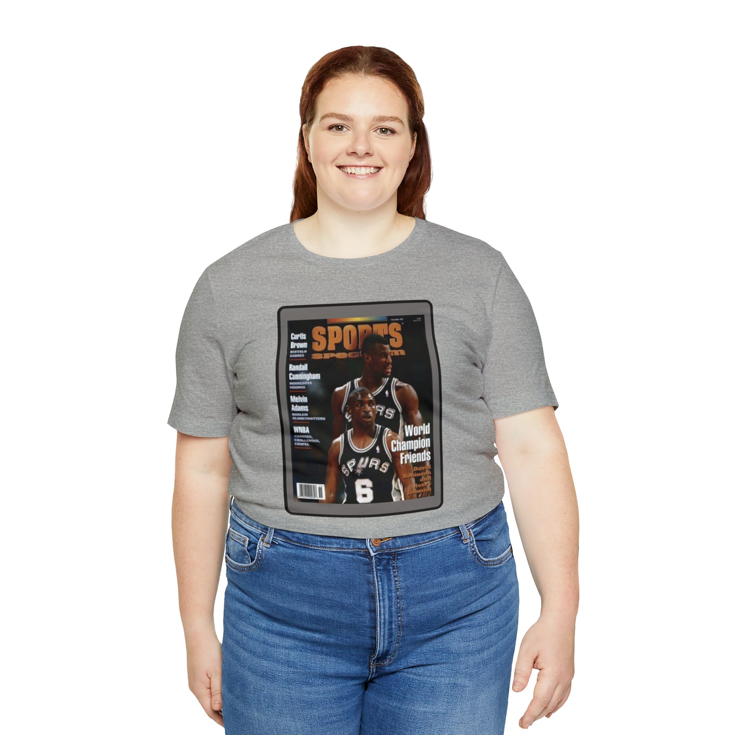 90s Throwback Spurs Basketball David Robinson Avery Johnson Sports Illustrated Unisex Jersey Short Sleeve Tee