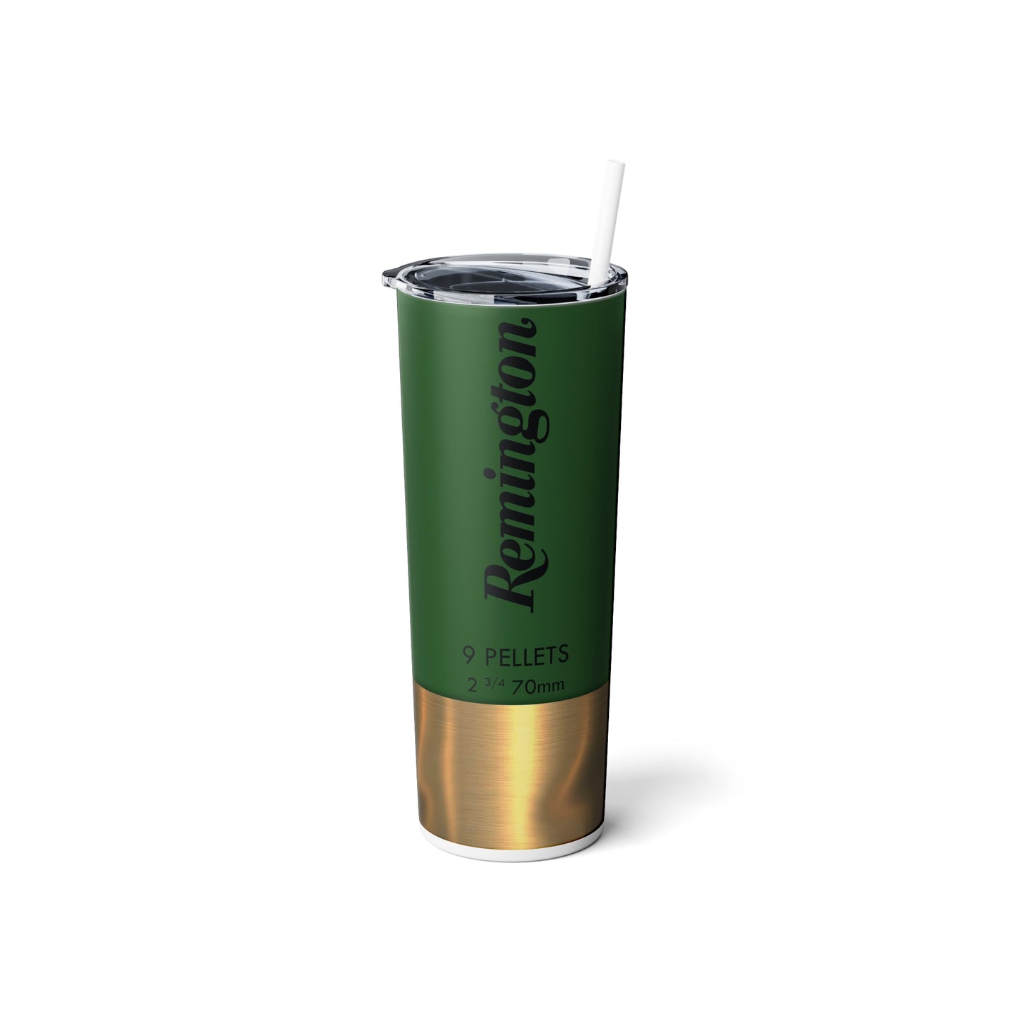 Remington Shotgun Shell Green Skinny Steel Tumbler with Straw, 20oz