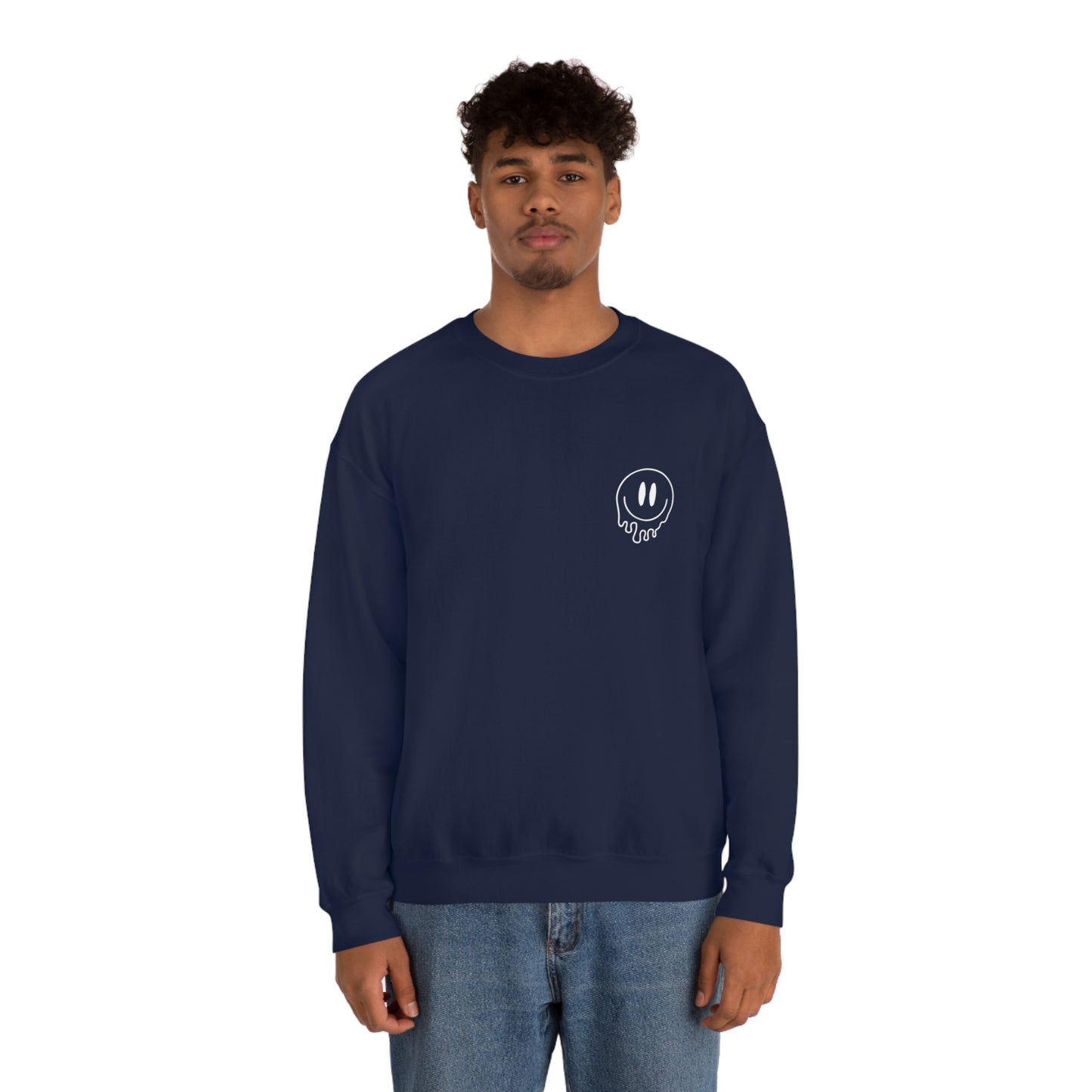 Melting Smiley Cool Moms Club Unisex DryBlend® Crewneck Sweatshirt Front/Back Print