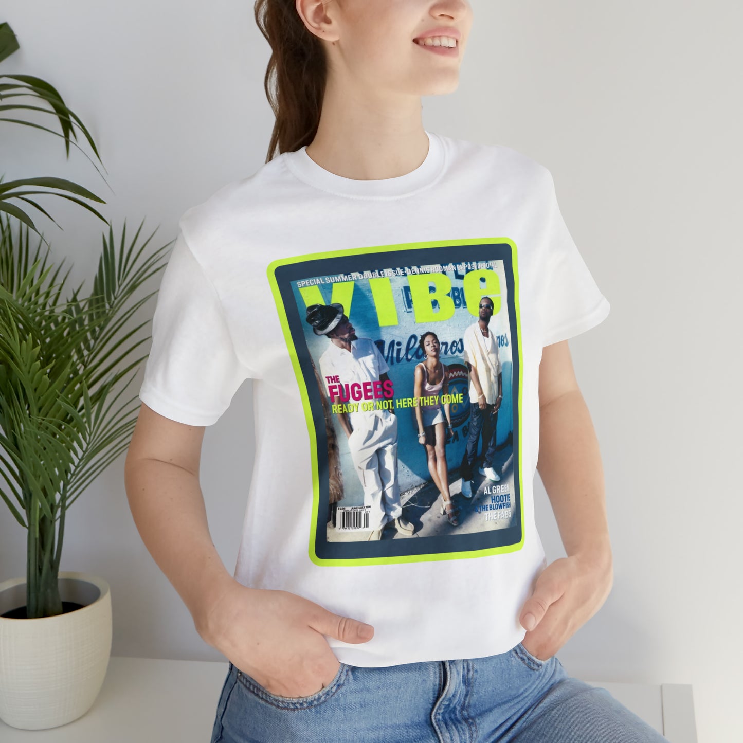 90s Throwback The Fugees Wyclef Jean, Pras Michel, and Lauryn Hill Vibe Magazine Unisex Jersey Short Sleeve Tee