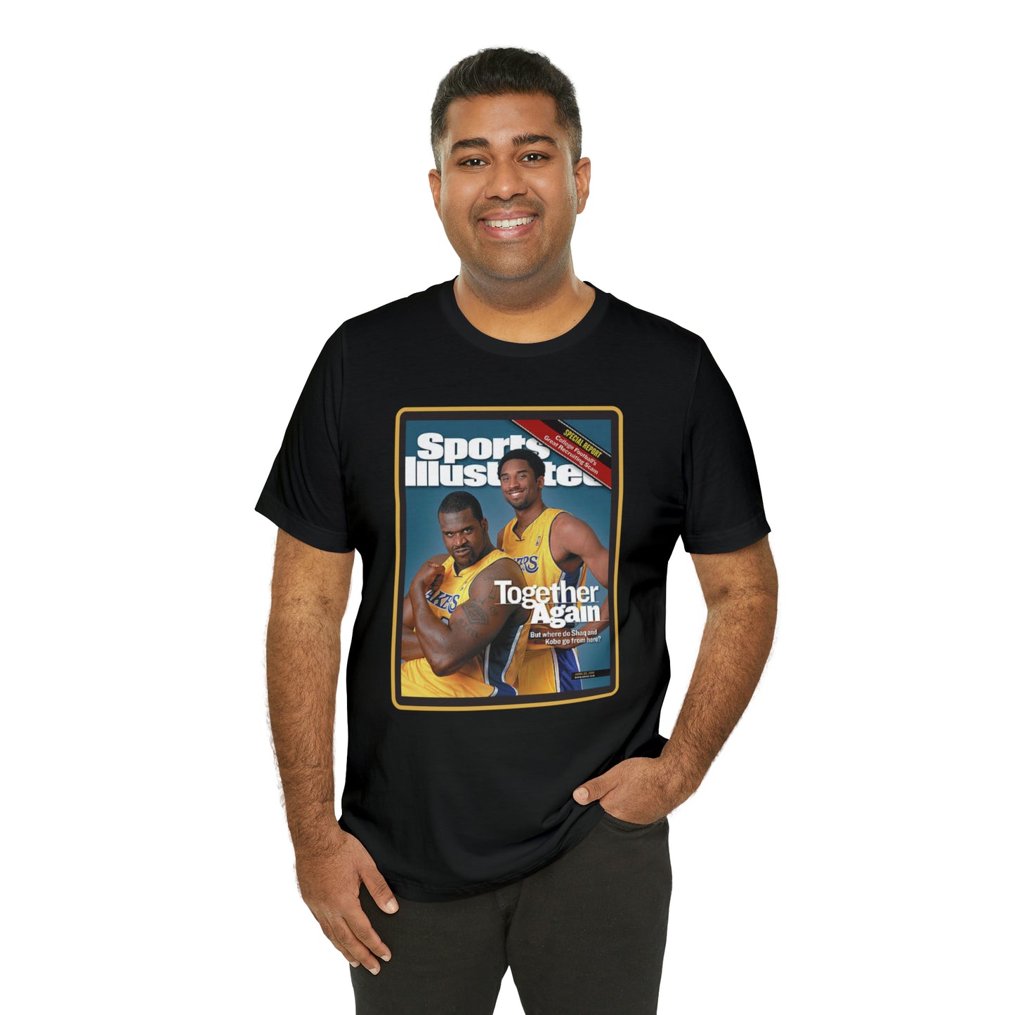 90s Throwback Lakers Kobe Shaq Sports Illustrated Magazine Unisex Jersey Short Sleeve Tee