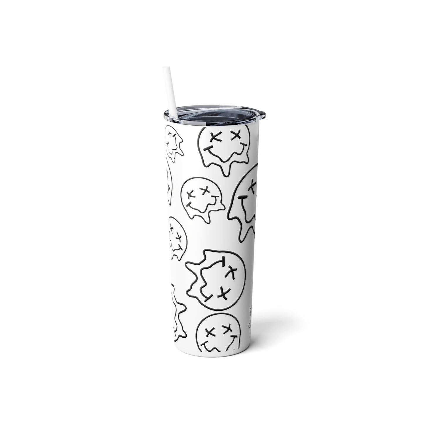 Melting Smiley Steel Tumbler with Straw, 20oz