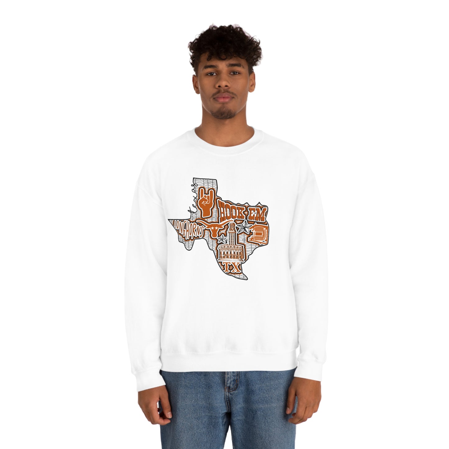 UT Hook Em Austin Texas Longhorn Football Unisex Heavy Blend Crewneck Sweatshirt