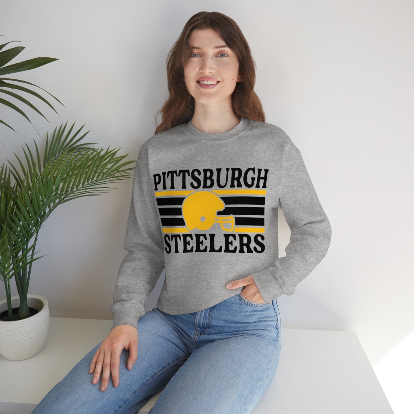 Retro Style Pittsburgh Football Unisex Heavy Blend Crewneck Sweatshirt