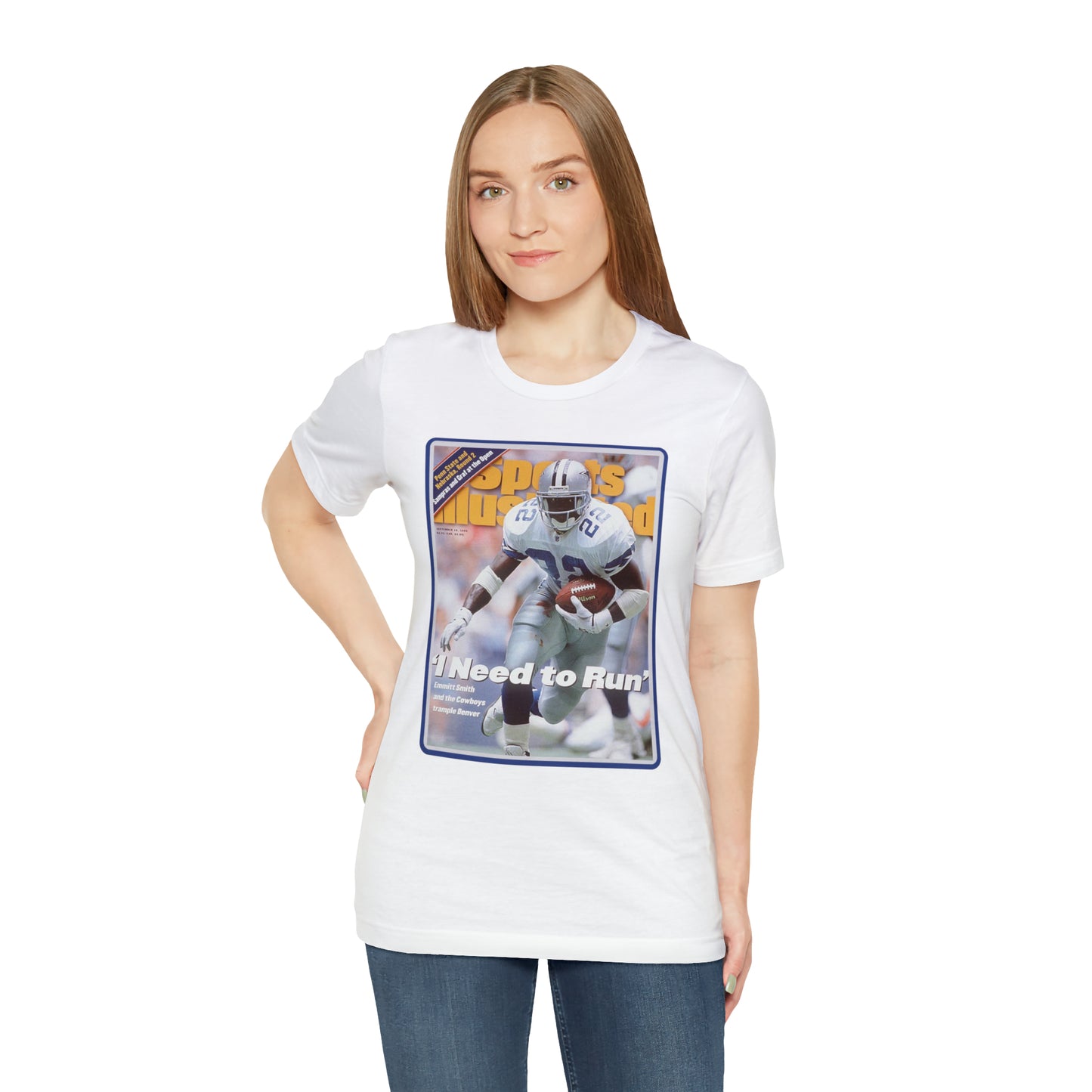 90s Throwback Dallas Cowboys Emmitt Smith v2 Sports Illustrated Magazine Unisex Jersey Short Sleeve Tee