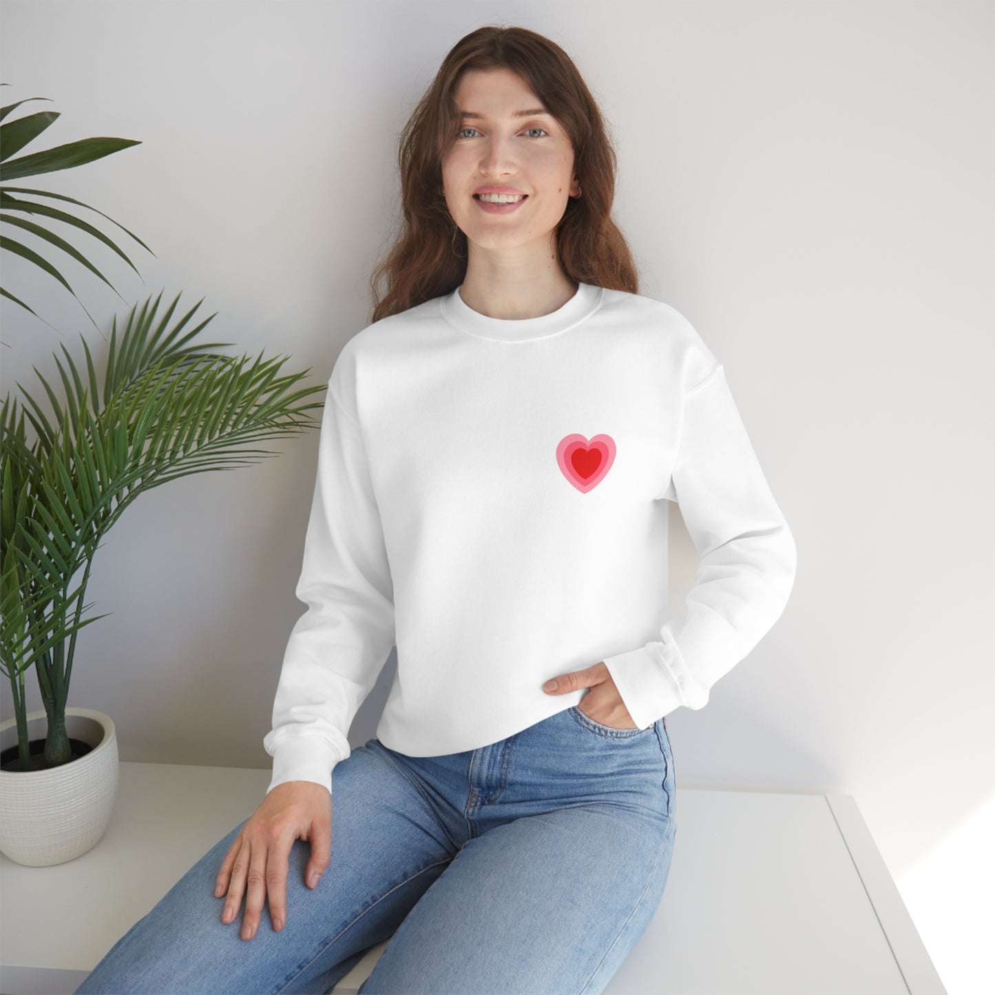 Heart Thick Thighs Love Vibes Valentines Day Unisex Heavy Blend Crewneck Sweatshirt Front/Back Print