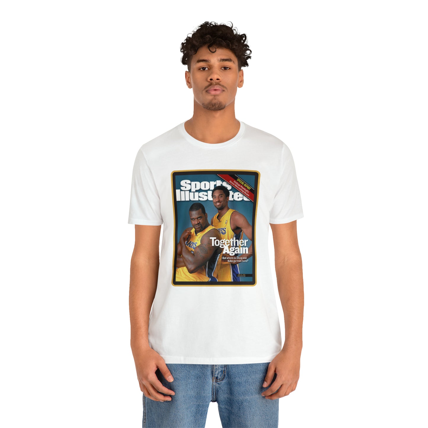 90s Throwback Lakers Kobe Shaq Sports Illustrated Magazine Unisex Jersey Short Sleeve Tee