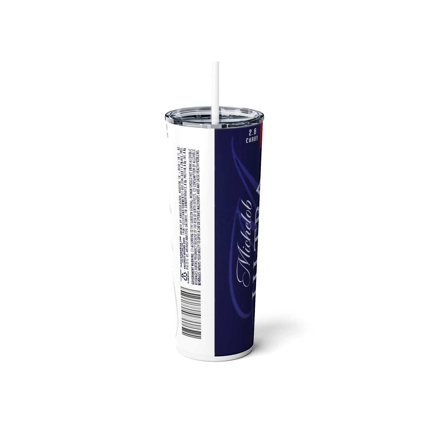 Beer Inspired Skinny Steel Tumbler with Straw, 20oz
