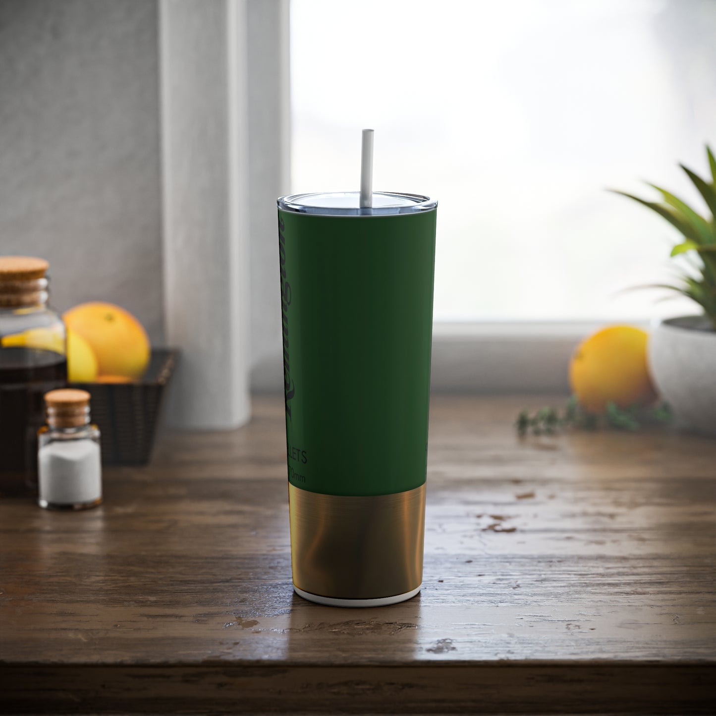 Remington Shotgun Shell Green Skinny Steel Tumbler with Straw, 20oz