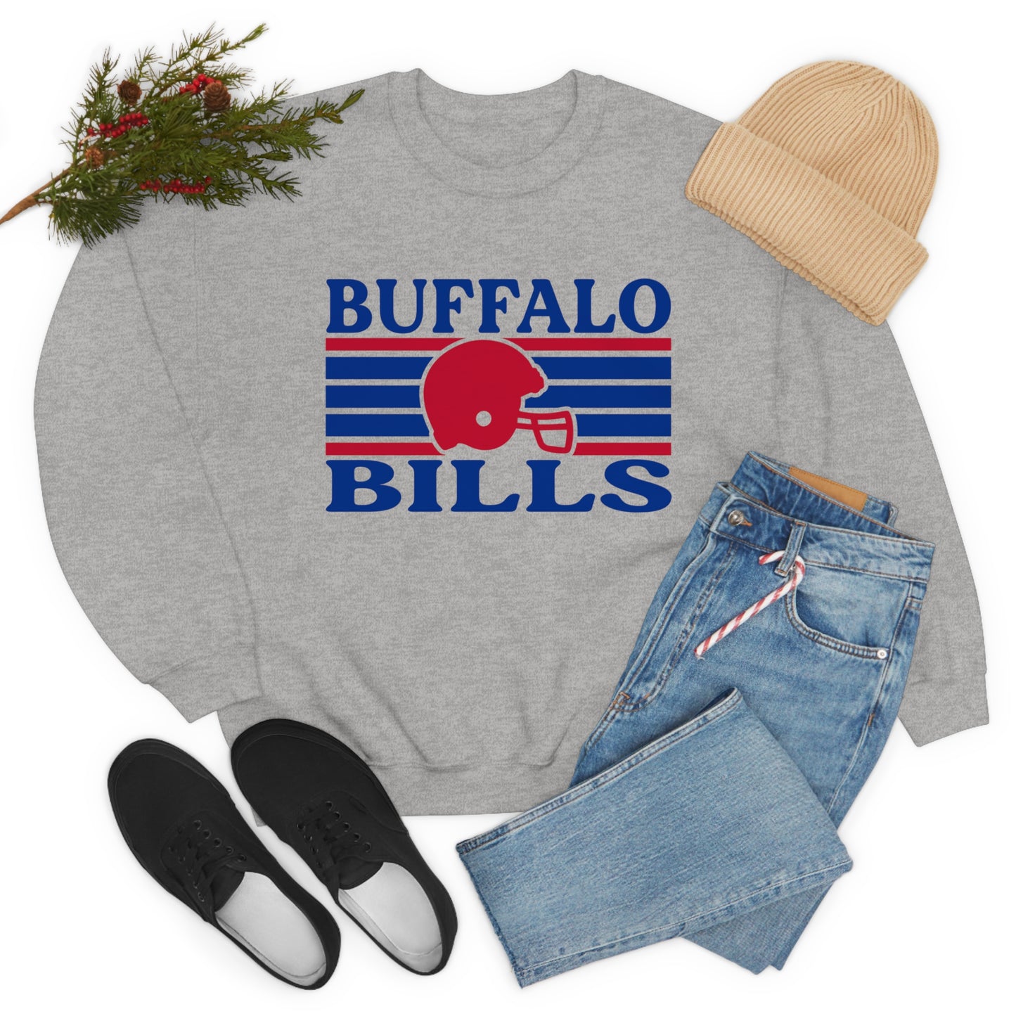 Retro Style Buffalo Football Unisex Heavy Blend Crewneck Sweatshirt