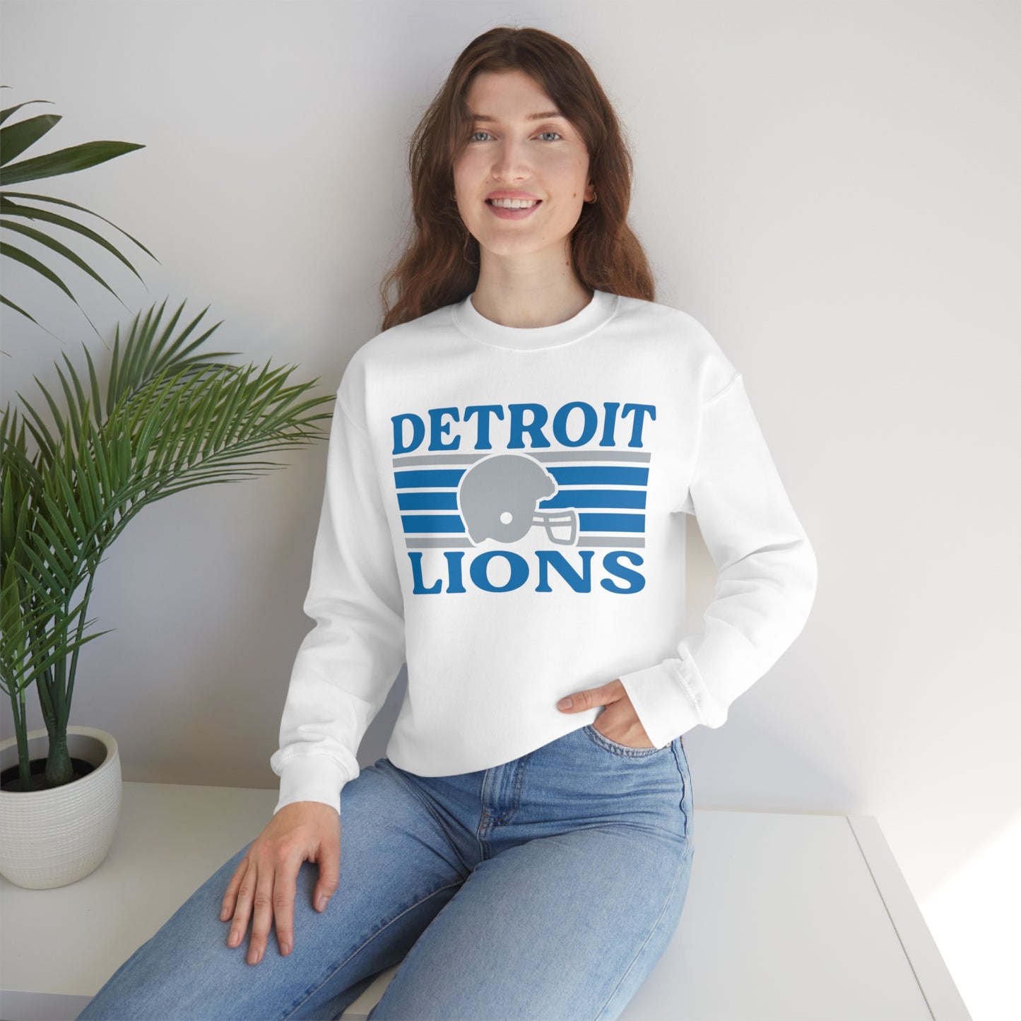 Retro Style Detroit Football Unisex Heavy Blend Crewneck Sweatshirt