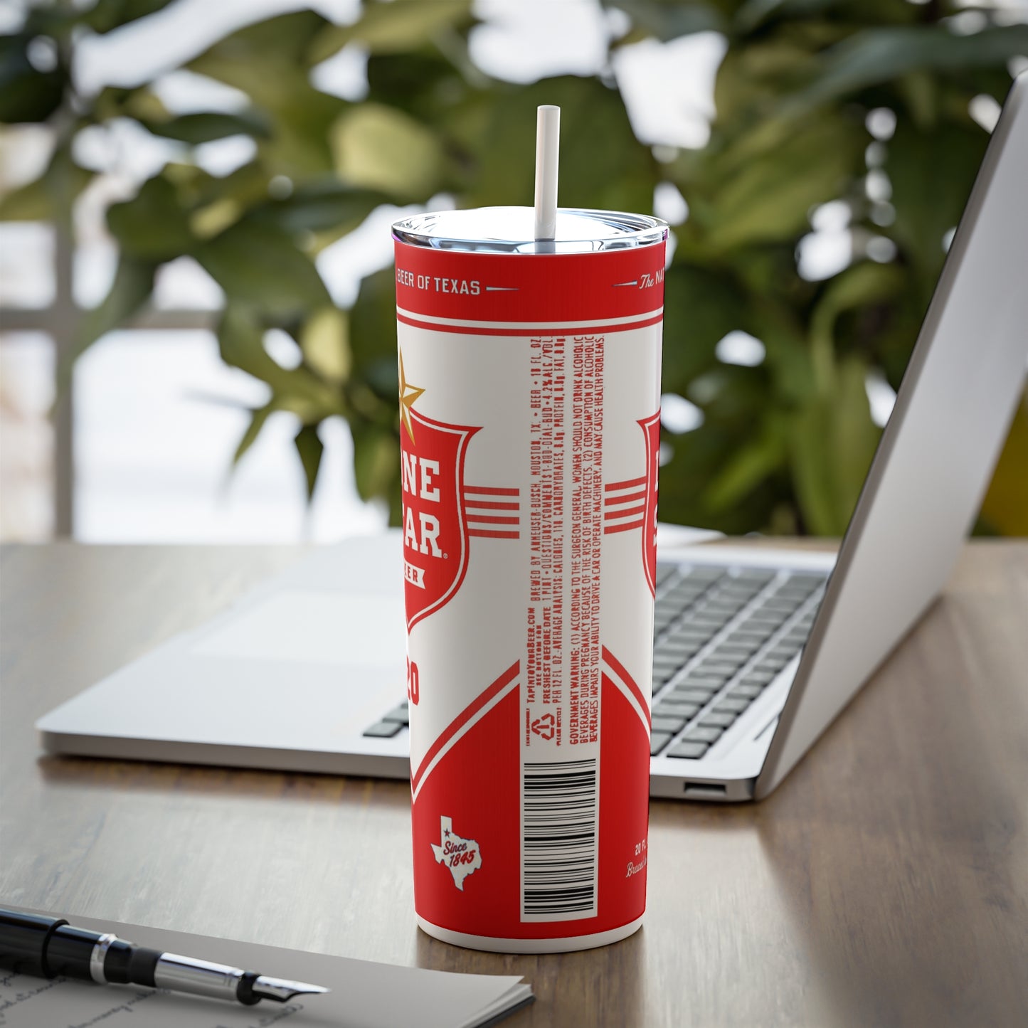 Beer Inspired Skinny Steel Tumbler with Straw, 20oz