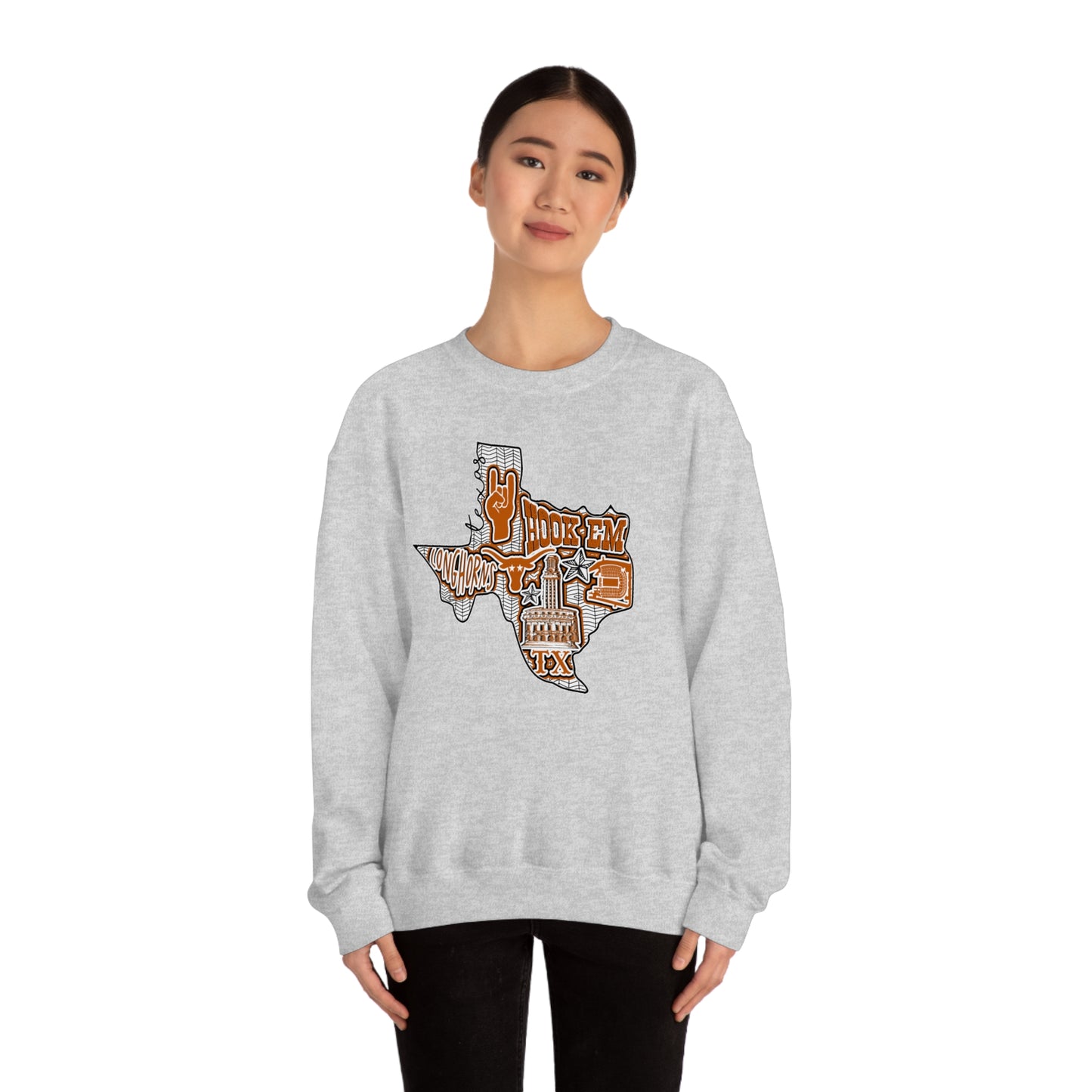 UT Hook Em Austin Texas Longhorn Football Unisex Heavy Blend Crewneck Sweatshirt