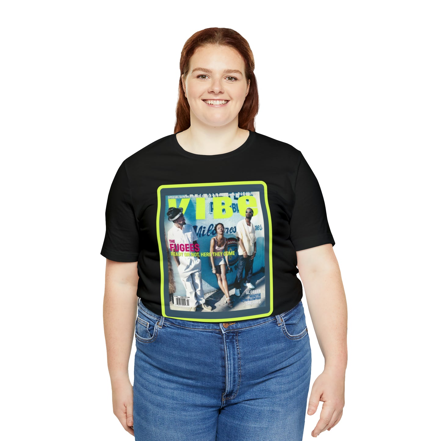 90s Throwback The Fugees Wyclef Jean, Pras Michel, and Lauryn Hill Vibe Magazine Unisex Jersey Short Sleeve Tee