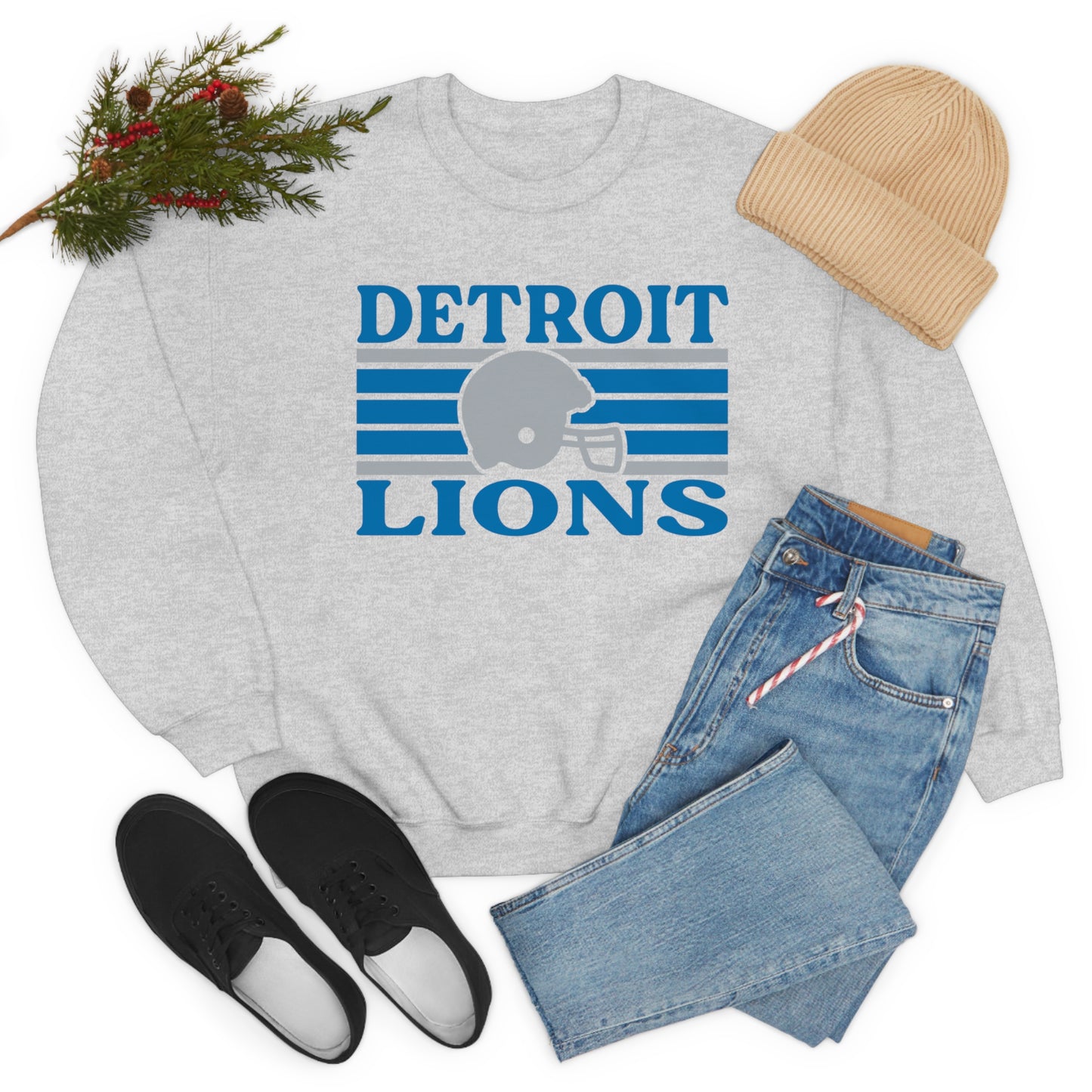 Retro Style Detroit Football Unisex Heavy Blend Crewneck Sweatshirt