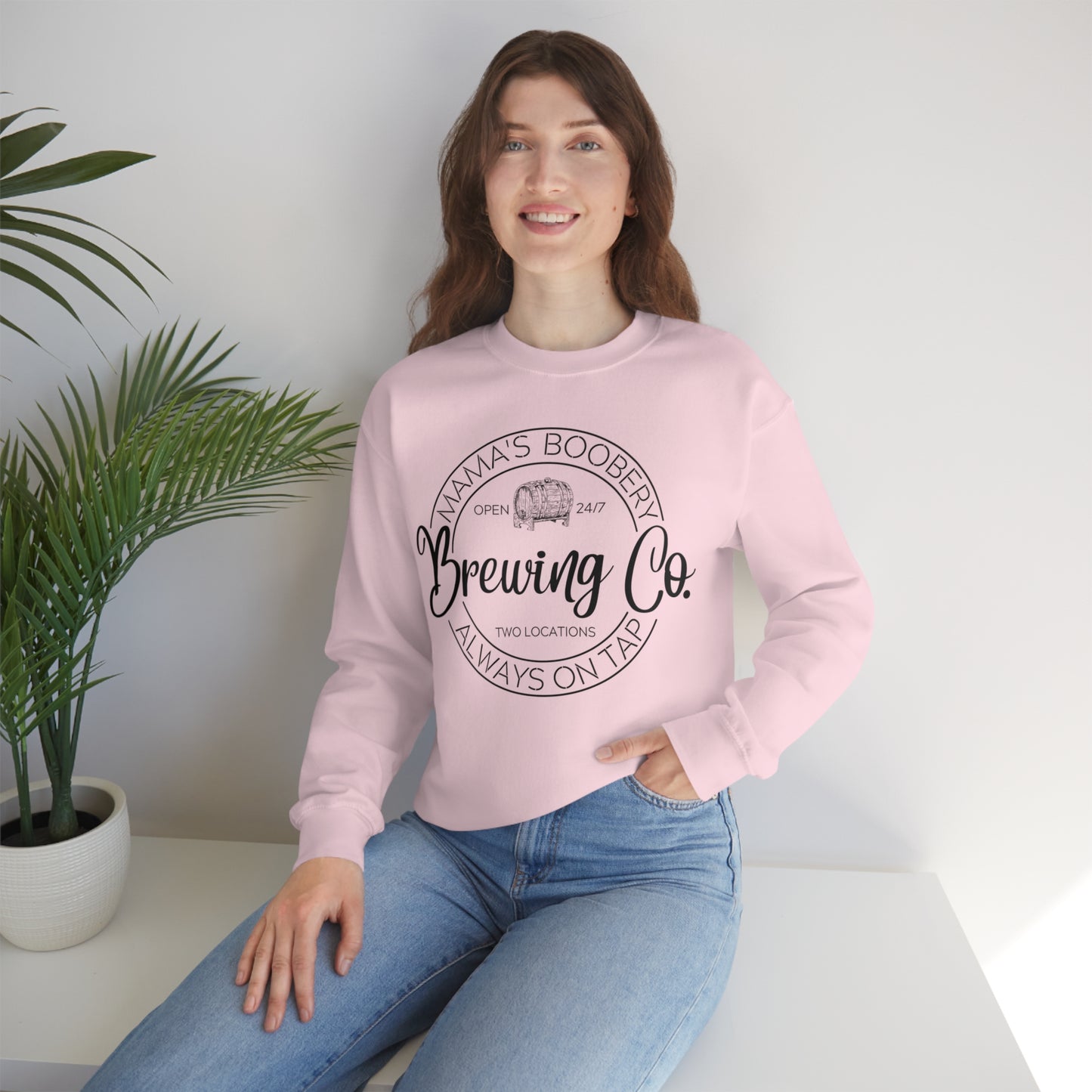 Moms Boobery Brewery Unisex DryBlend® Crewneck Sweatshirt