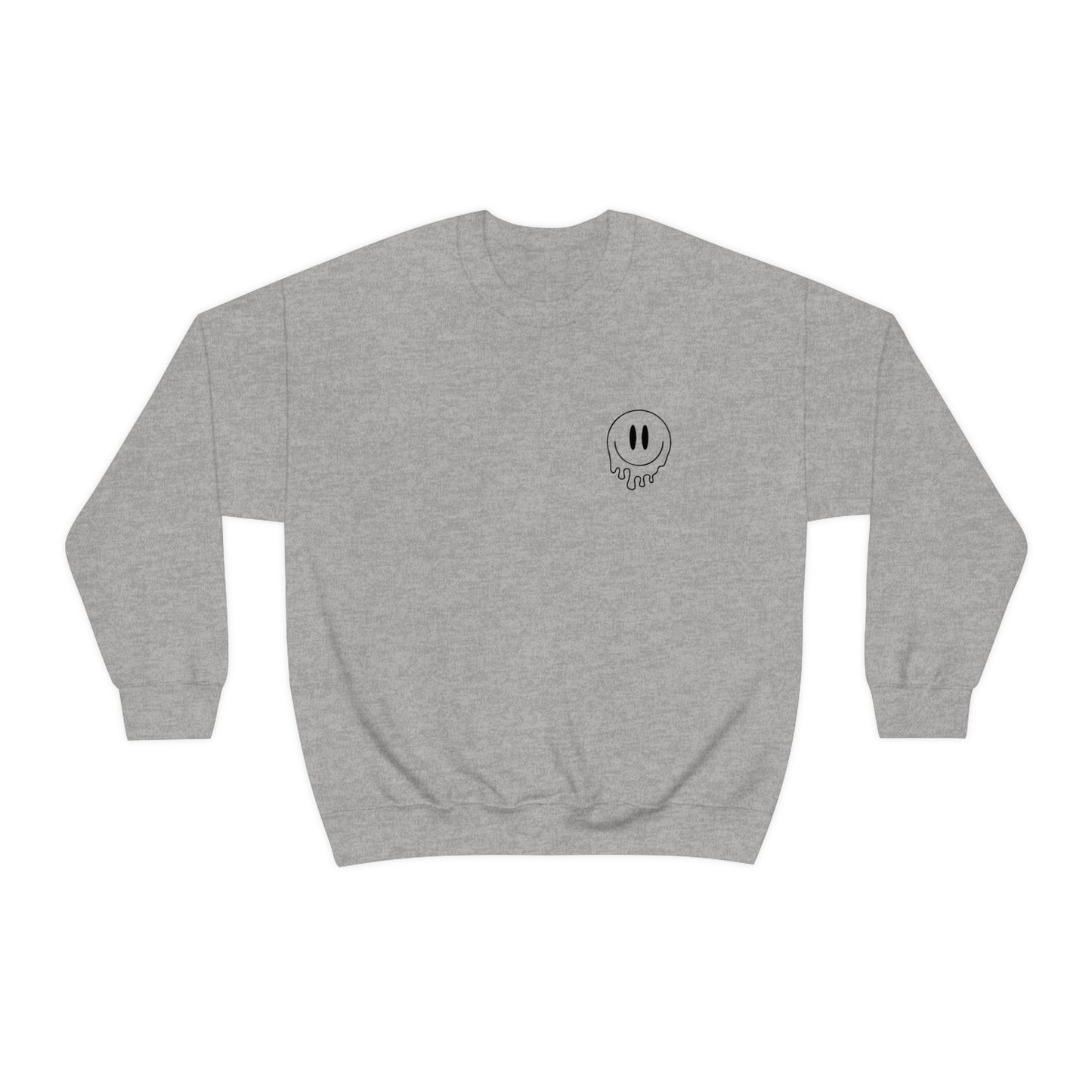 Melting Smiley Tired Moms Club Unisex DryBlend® Crewneck Sweatshirt Front/Back Print