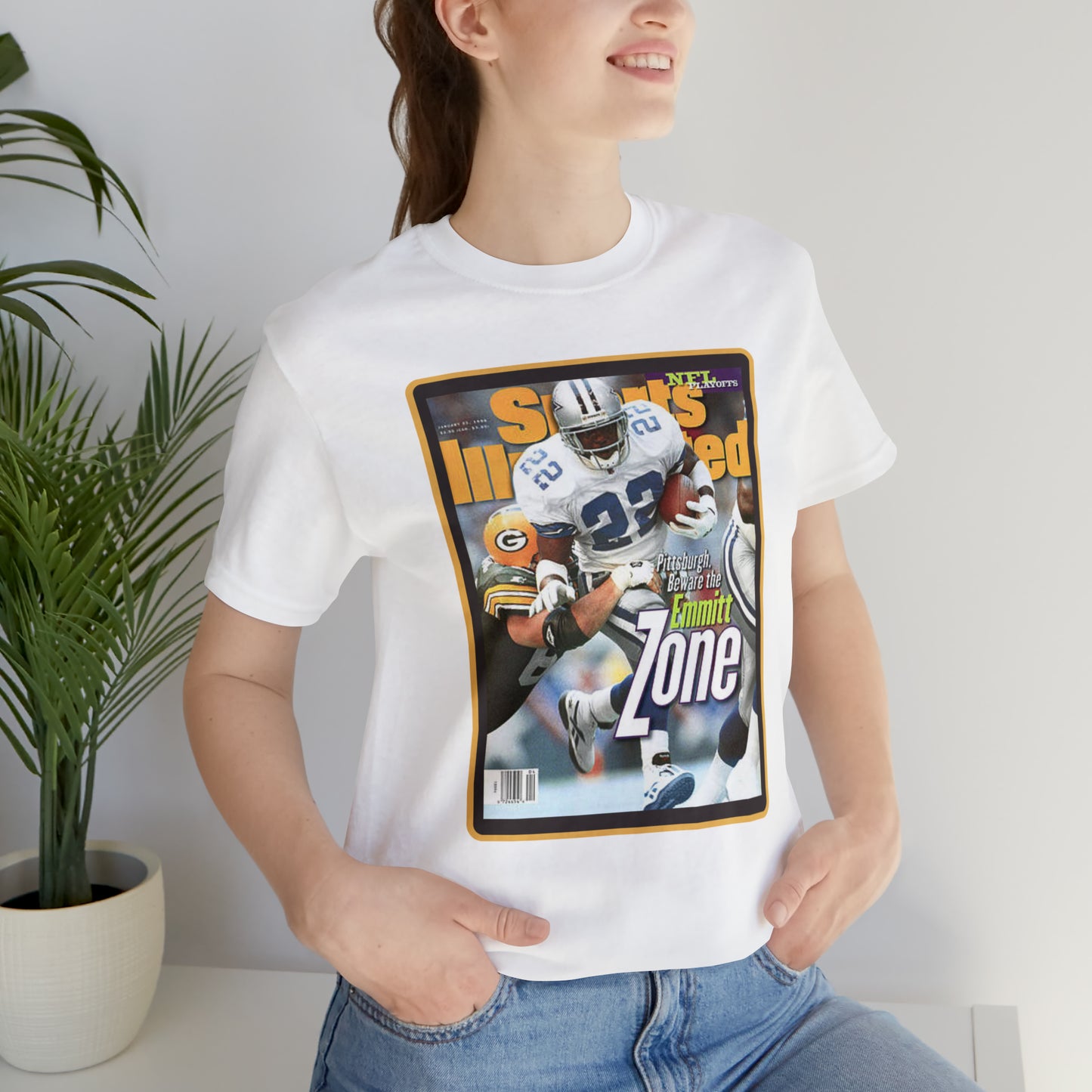 90s Throwback Dallas Cowboys Emmitt Smith Sports Illustrated Magazine Unisex Jersey Short Sleeve Tee