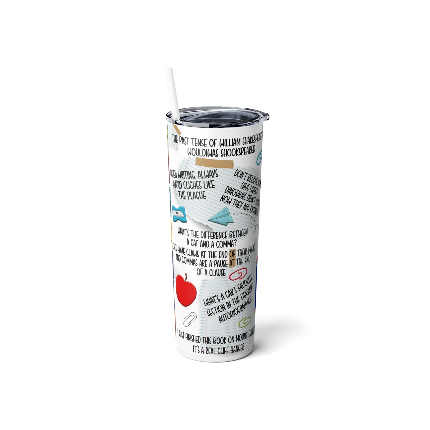 English Teacher Skinny Steel Tumbler with Straw, 20oz