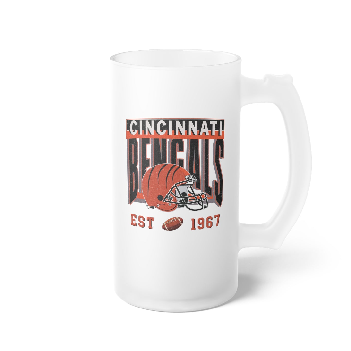 Cincinnati Football Frosted Glass Beer Mug