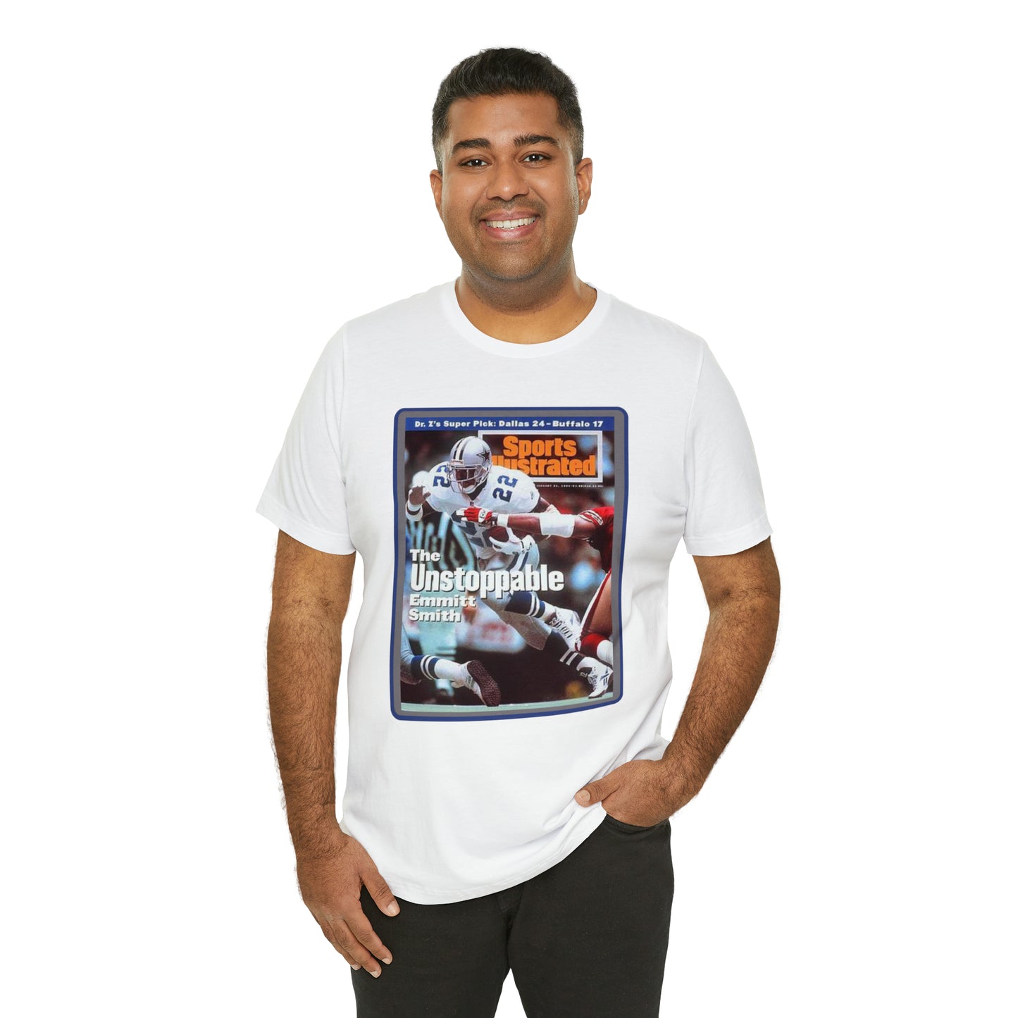 90s Throwback Dallas Cowboys Emmitt Smith v3 Sports Illustrated Magazine Unisex Jersey Short Sleeve Tee