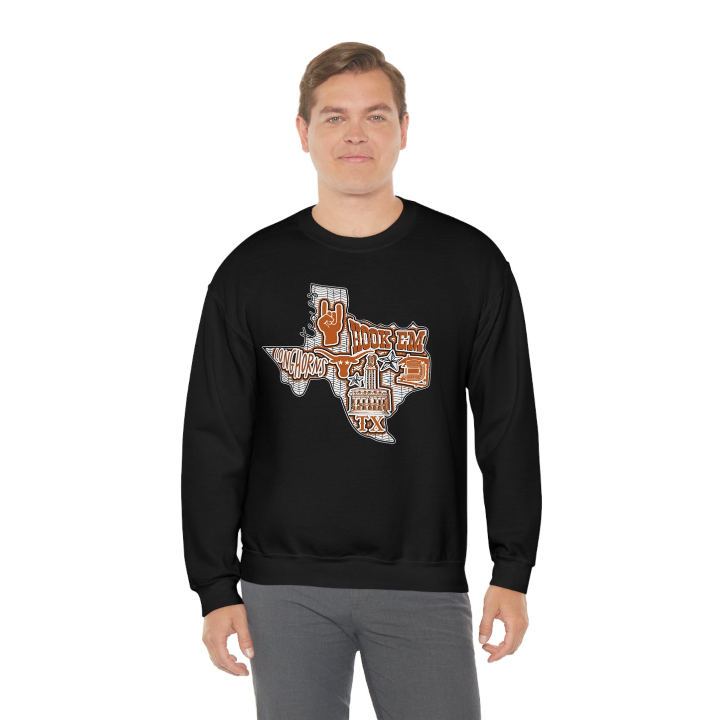 UT Hook Em Austin Texas Longhorn Football Unisex Heavy Blend Crewneck Sweatshirt