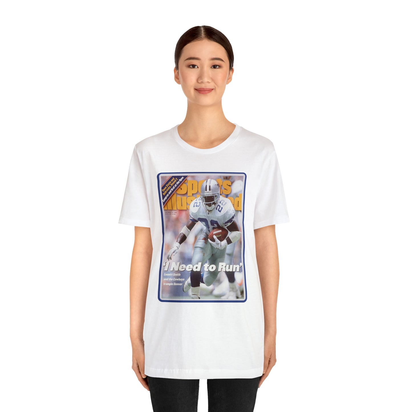 90s Throwback Dallas Cowboys Emmitt Smith v2 Sports Illustrated Magazine Unisex Jersey Short Sleeve Tee