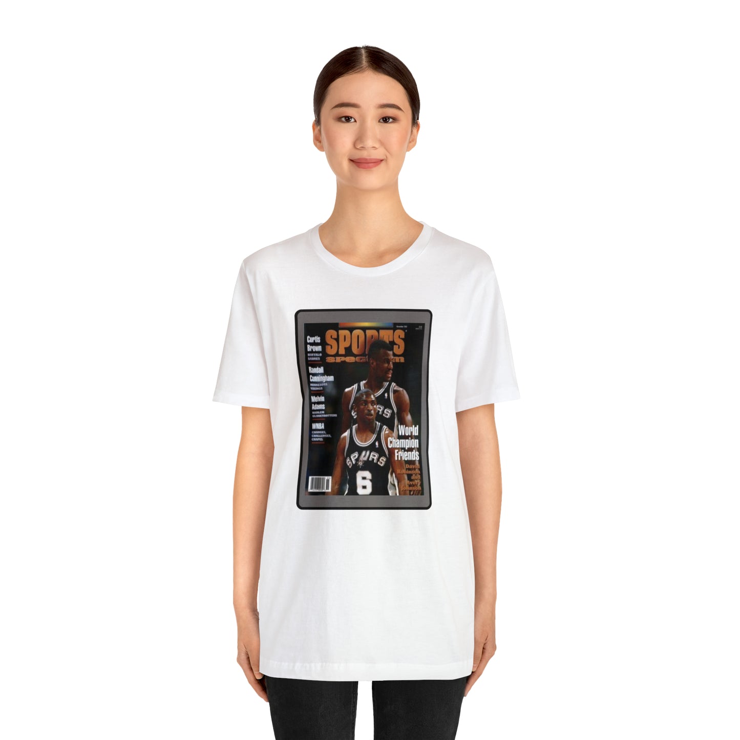 90s Throwback Spurs Basketball David Robinson Avery Johnson Sports Illustrated Unisex Jersey Short Sleeve Tee