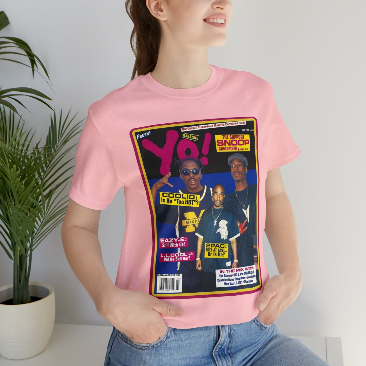 90s Throwback Snoop Dogg Tupac Coolio Yo Magazine Unisex Jersey Short Sleeve Tee