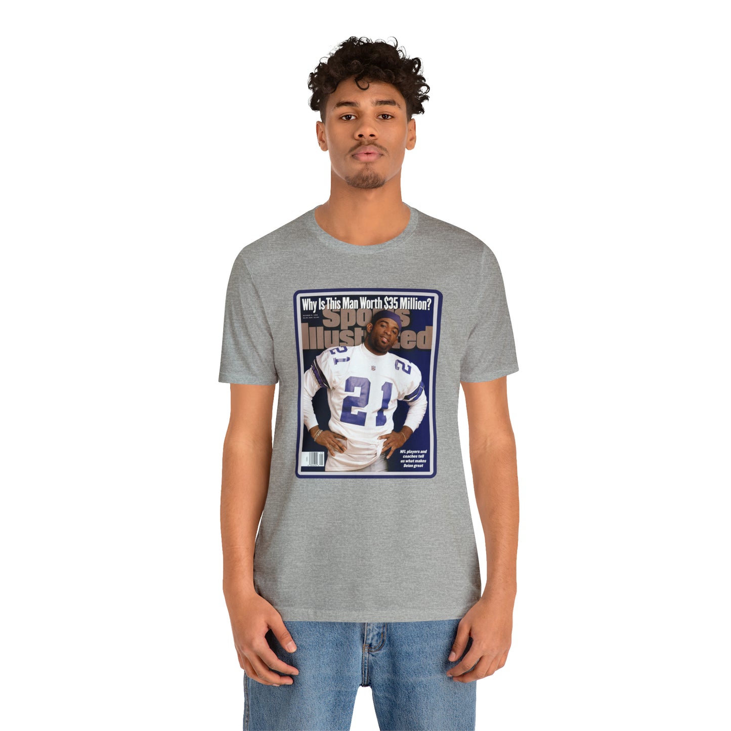 90s Throwback Dallas Cowboys Deion Sanders Sports Illustrated Magazine Unisex Jersey Short Sleeve Tee