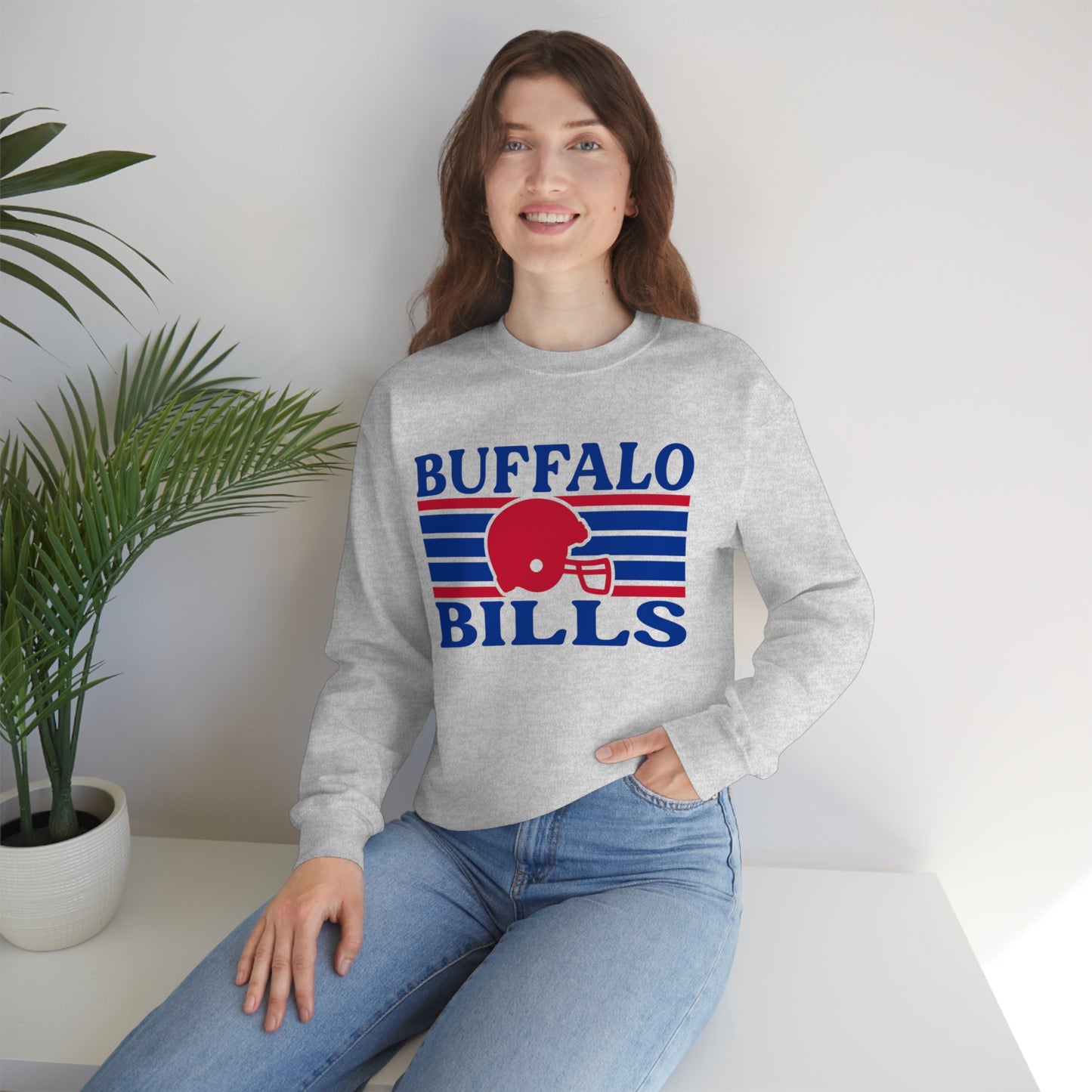 Retro Style Buffalo Football Unisex Heavy Blend Crewneck Sweatshirt