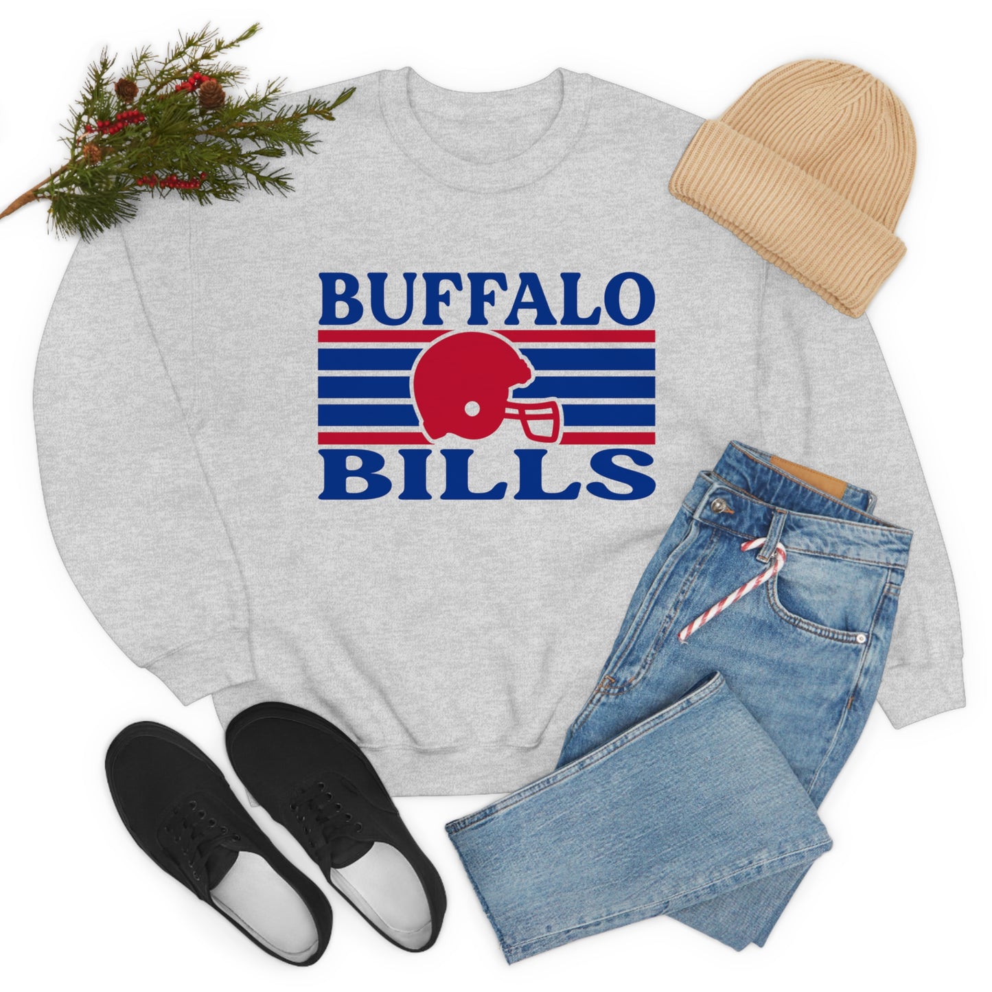 Retro Style Buffalo Football Unisex Heavy Blend Crewneck Sweatshirt