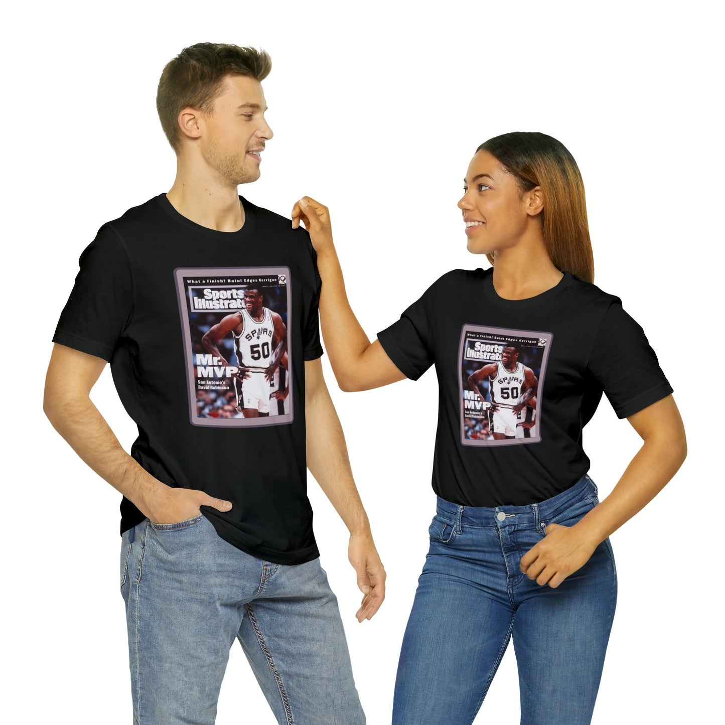 90s Throwback Spurs Basketball David Robinson Sports Illustrated Unisex Jersey Short Sleeve Tee