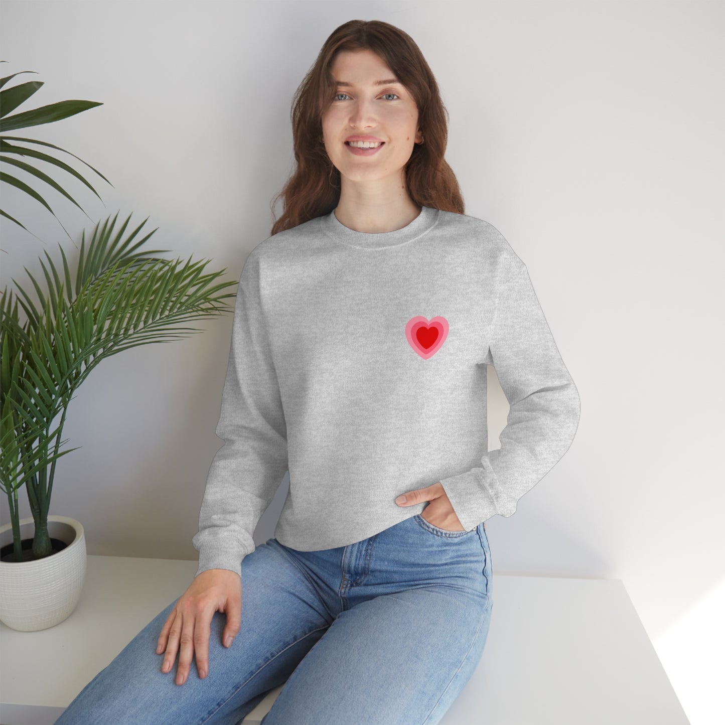Heart Thick Thighs Love Vibes Valentines Day Unisex Heavy Blend Crewneck Sweatshirt Front/Back Print