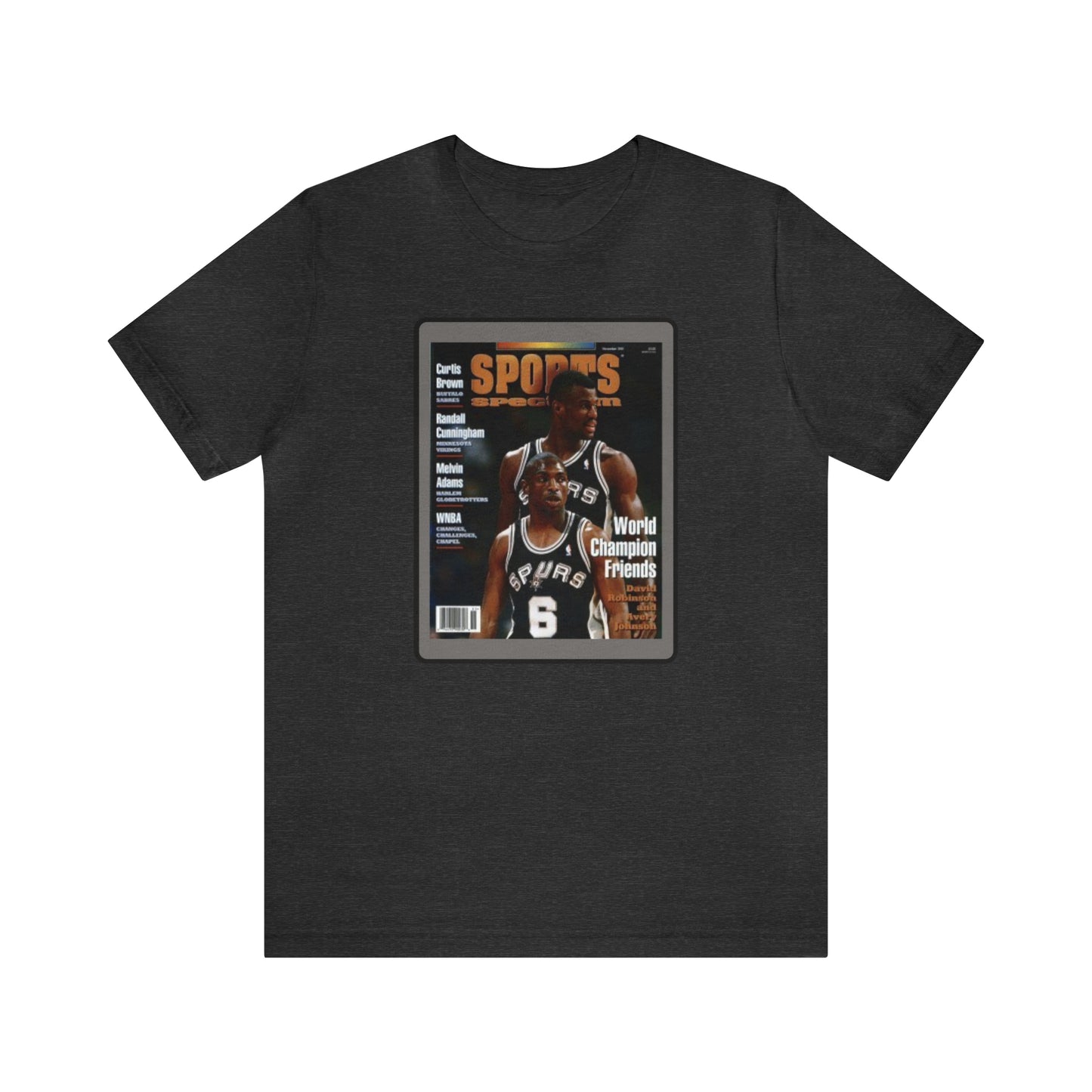 90s Throwback Spurs Basketball David Robinson Avery Johnson Sports Illustrated Unisex Jersey Short Sleeve Tee