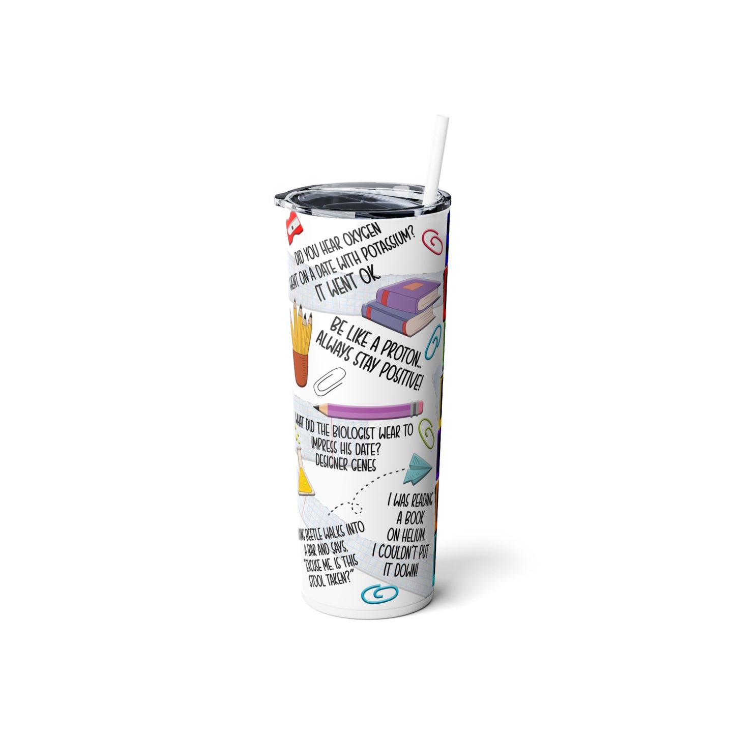 Science Teacher Skinny Steel Tumbler with Straw, 20oz