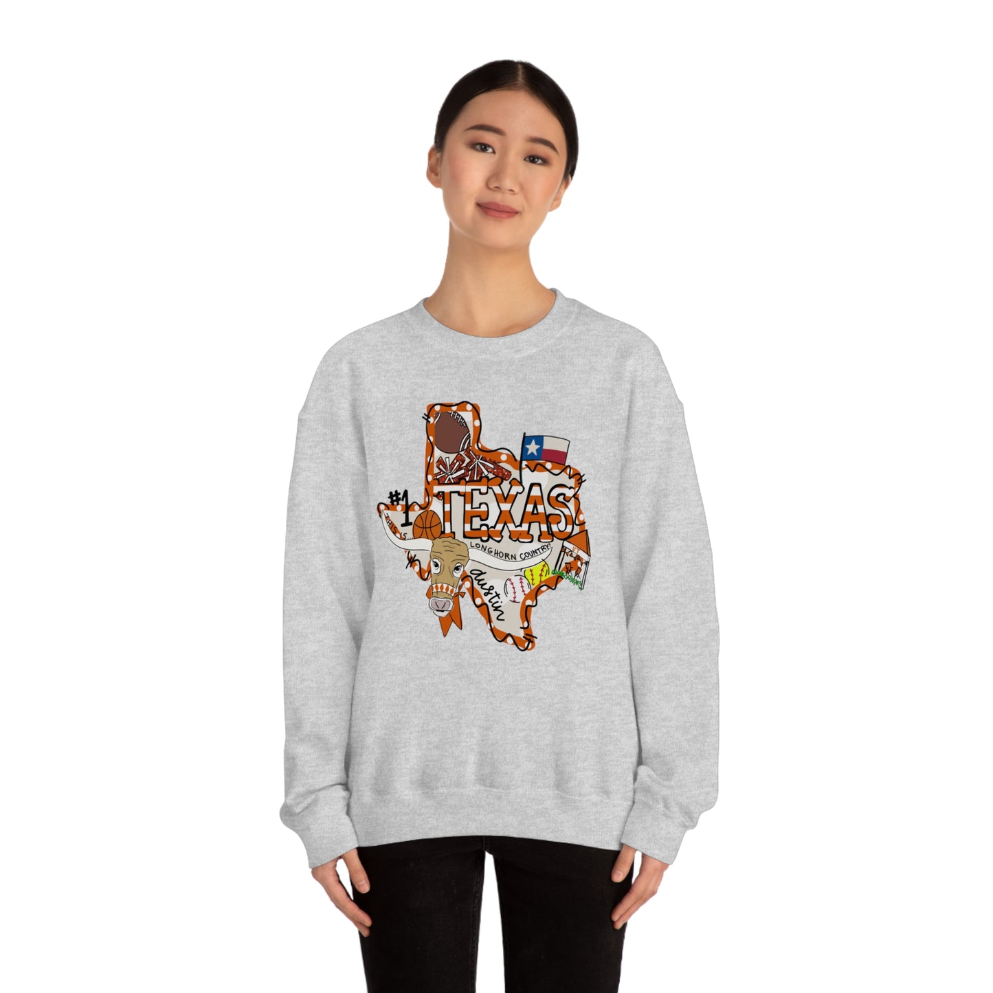 UT Hook Em Austin Texas Longhorn Football Unisex Heavy Blend Crewneck Sweatshirt