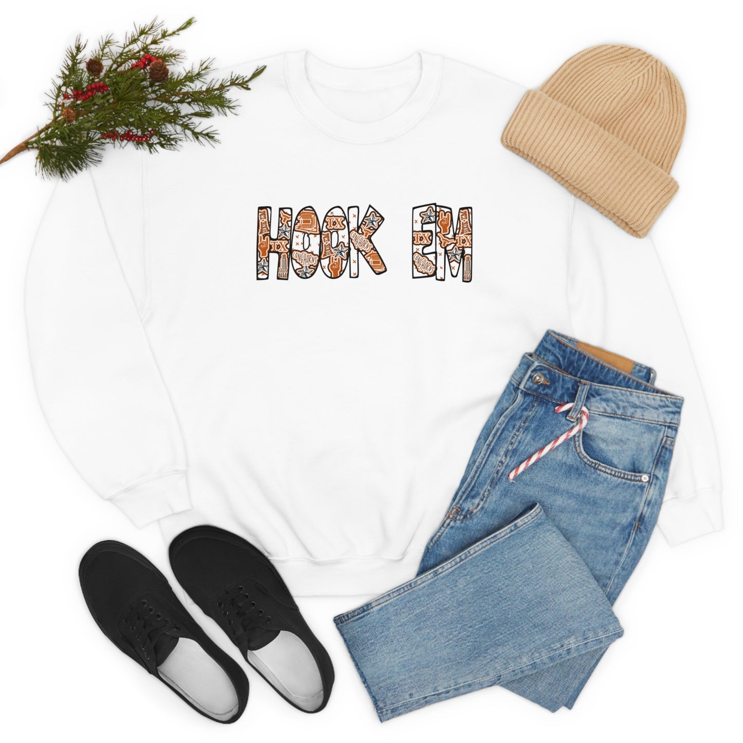 UT Hook Em Austin Texas Longhorn Football Unisex Heavy Blend Crewneck Sweatshirt