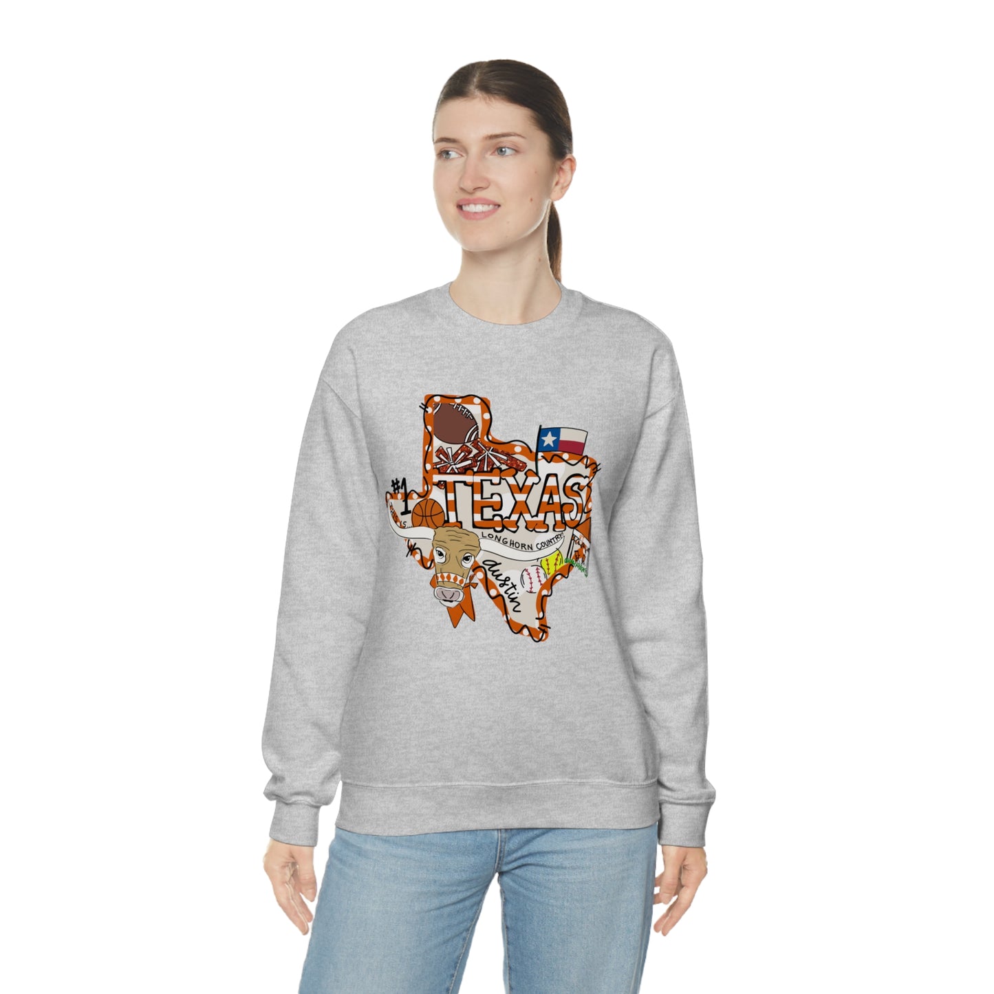 UT Hook Em Austin Texas Longhorn Football Unisex Heavy Blend Crewneck Sweatshirt