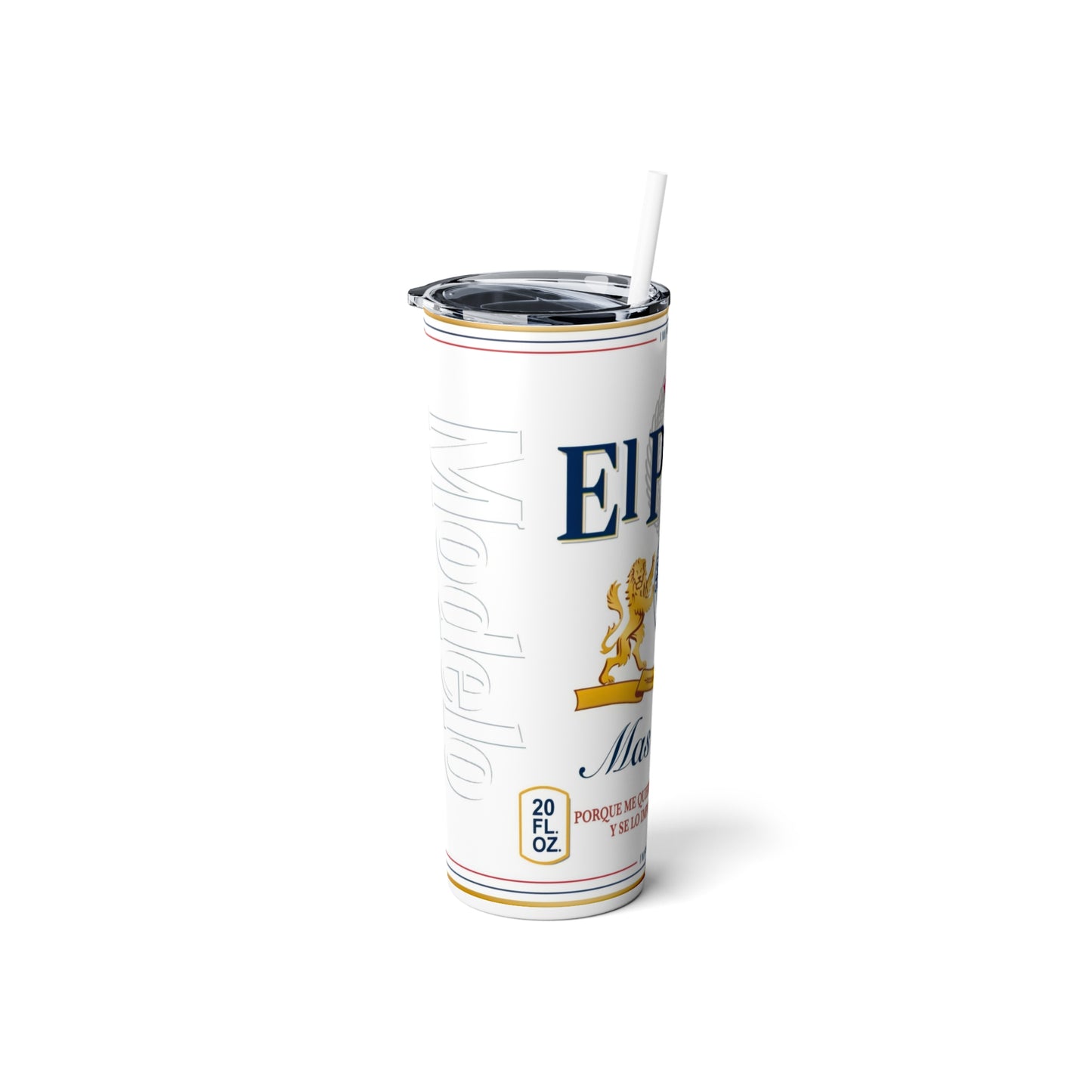 El Padrino Skinny Steel Tumbler with Straw, 20oz