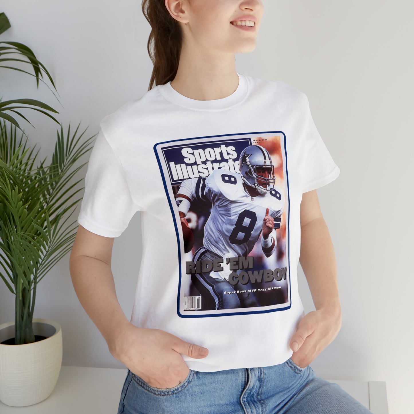 90s Throwback Dallas Cowboys Troy Aikman Sports Illustrated Magazine Unisex Jersey Short Sleeve Tee