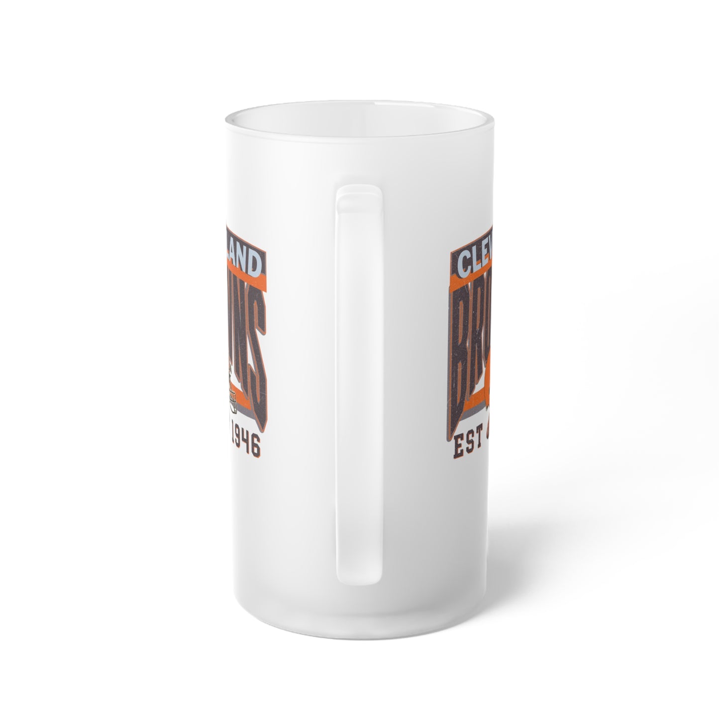 Cleveland Football Frosted Glass Beer Mug