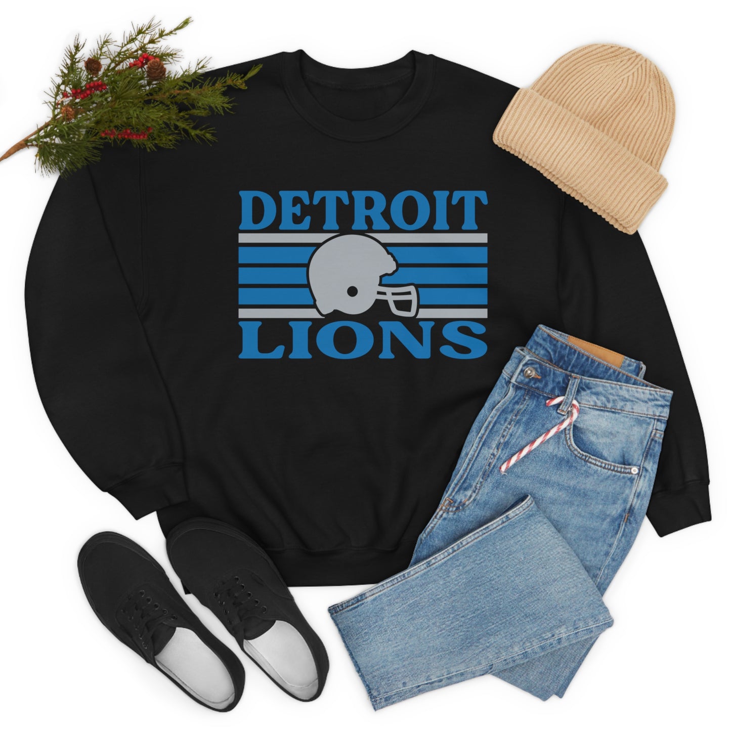 Retro Style Detroit Football Unisex Heavy Blend Crewneck Sweatshirt