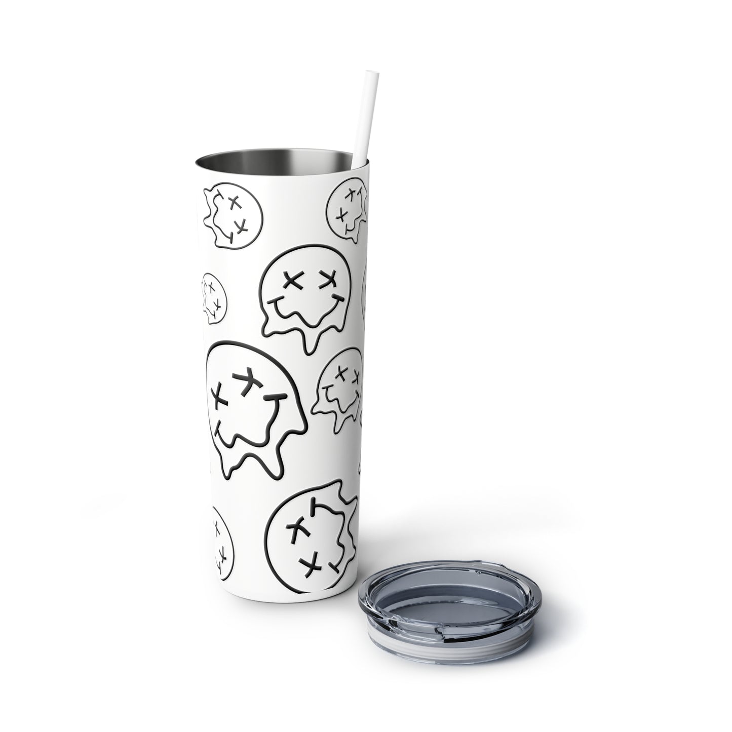 Melting Smiley Steel Tumbler with Straw, 20oz