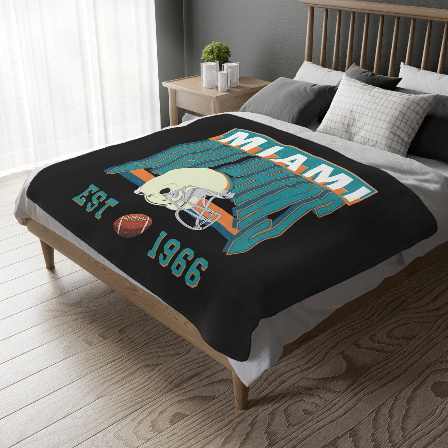 Miami Football Velveteen Minky Throw Blanket