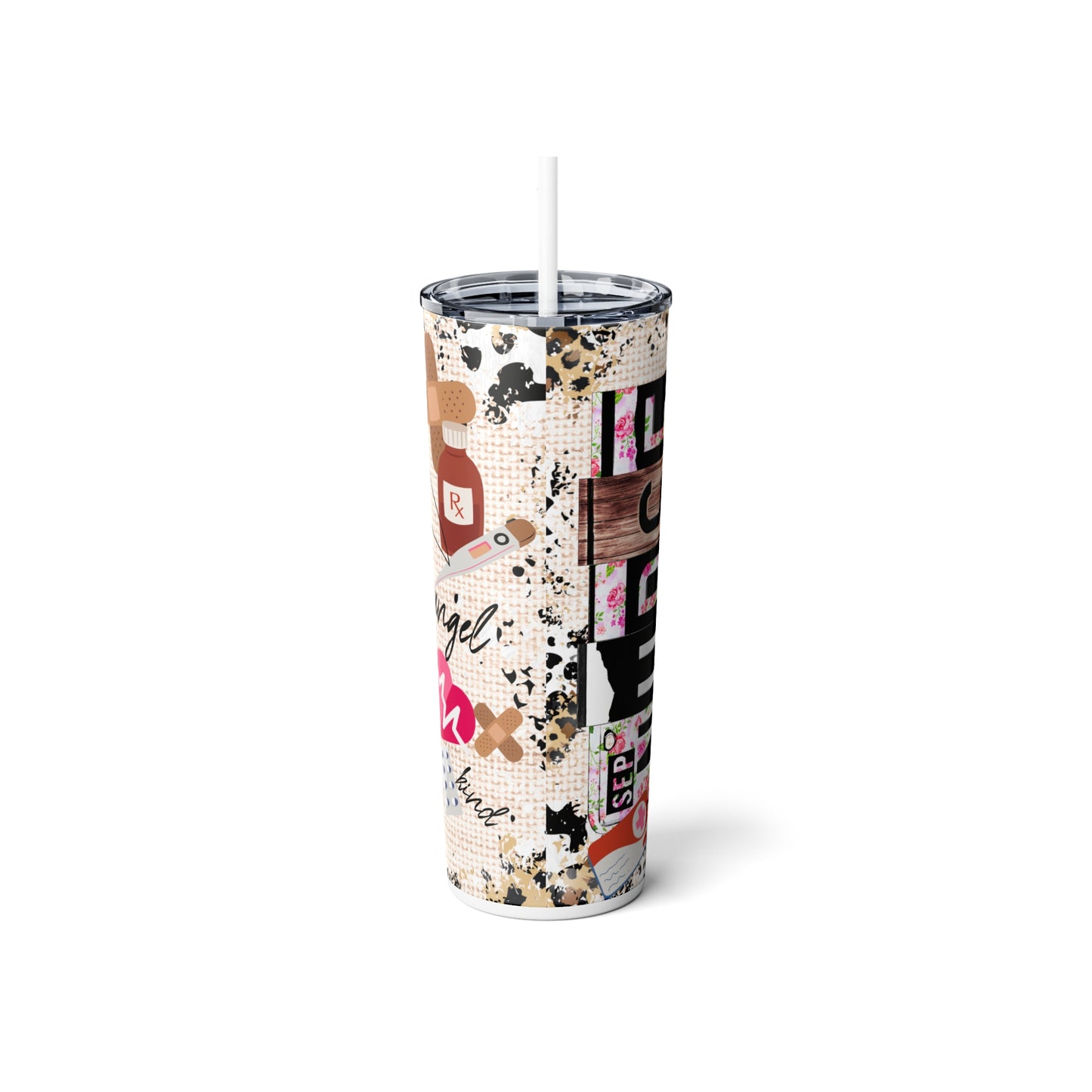 Nurse Skinny Steel Tumbler with Straw, 20oz