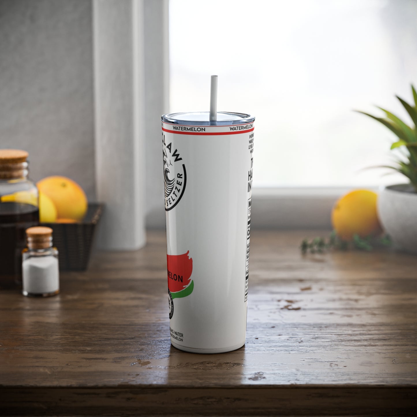 Seltzer Inspired Skinny Steel Tumbler with Straw, 20oz