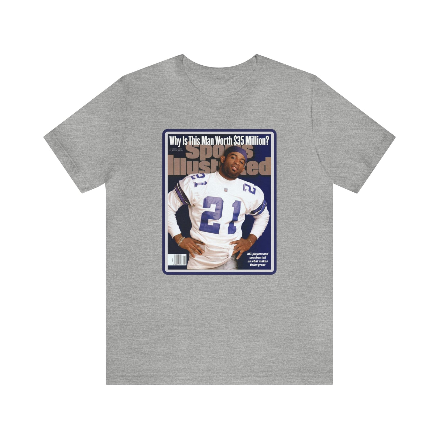 90s Throwback Dallas Cowboys Deion Sanders Sports Illustrated Magazine Unisex Jersey Short Sleeve Tee