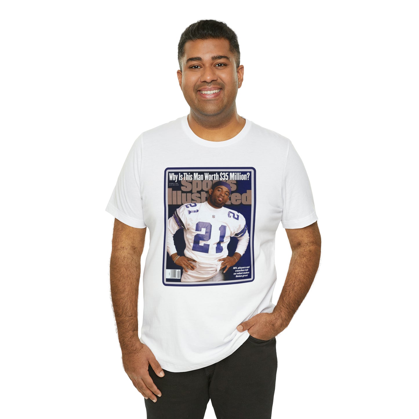 90s Throwback Dallas Cowboys Deion Sanders Sports Illustrated Magazine Unisex Jersey Short Sleeve Tee